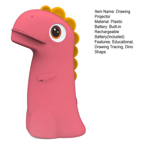 Kids Dinosaur Drawing Projector Rechargeable Cartoon Dino Shape Easy Drawing Tracing Art Projector Educational Toy Toddler Boys Girls Gift