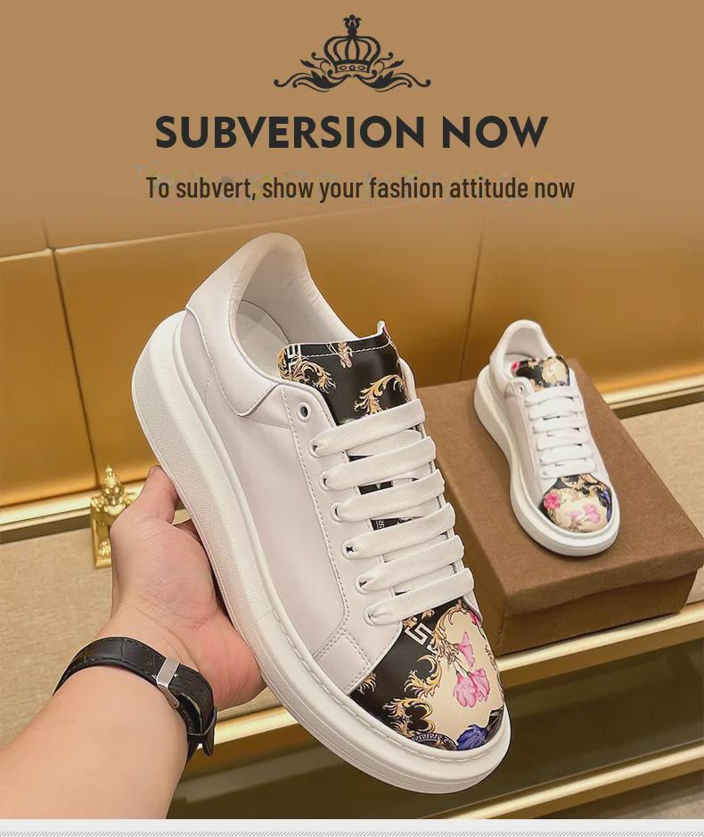 Pantofi albi cu imprimeu Medusa de toamnă 2023 pentru bărbați, cu înălțime sporită