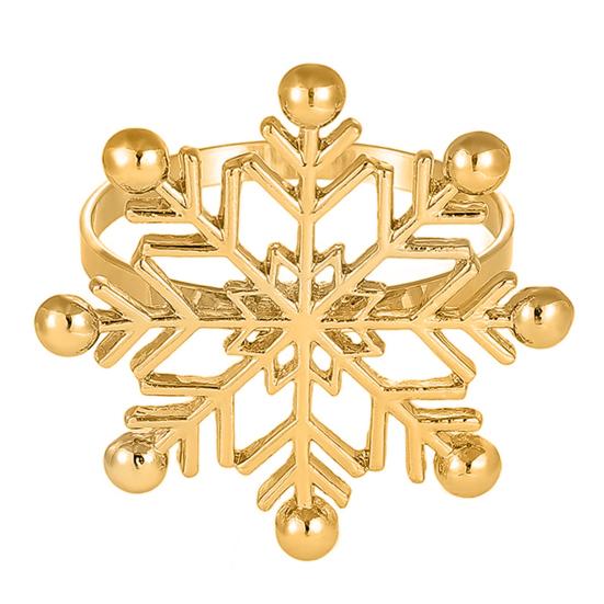 1/2/6Pcs Golden Metal Napkin Ring Faux Pearl Decor Snowflake Design Winter-themed Napkin Holders Weddings Parties Table Decor
