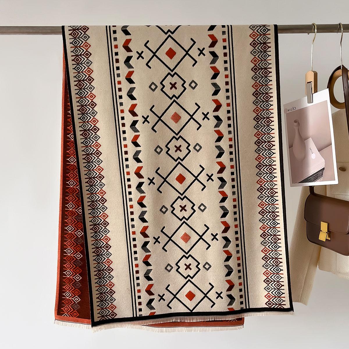 

Новая теплая шаль женский шарф роскошный кашемировый зимний плед накидки двусторонняя печать пашмина буфанда дорожное пончо палантины эшарп 66X186cm