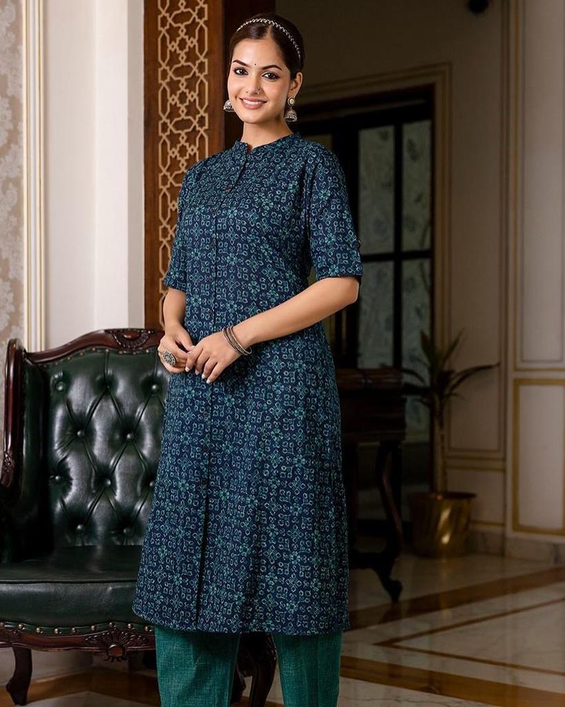 Indisches Designer Top Tunika Kurti Salwar Anzug Partykleidung Bollywood Baumwolle Palazzo Kurta Set