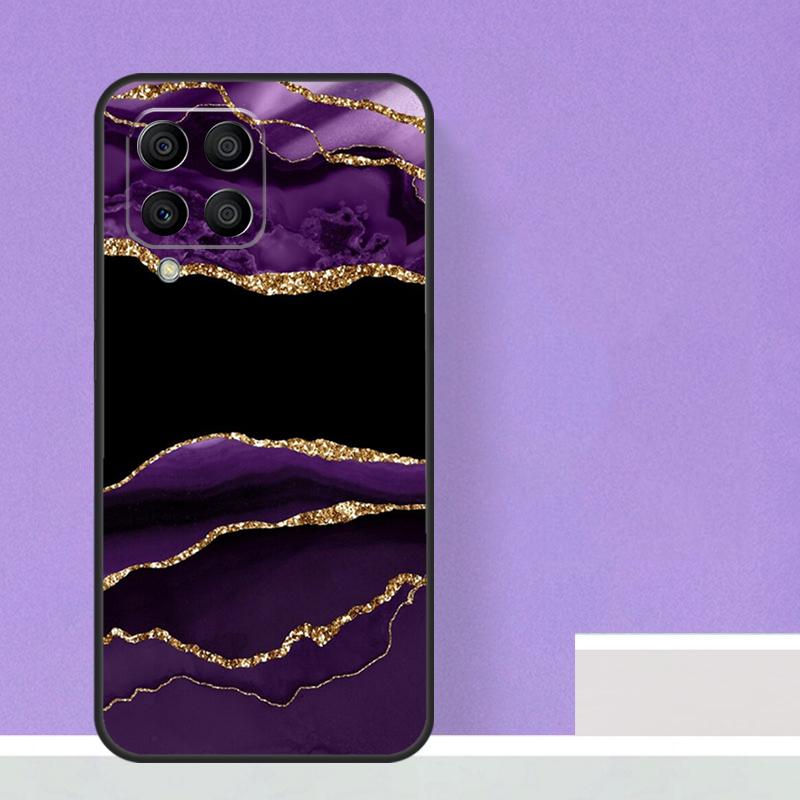 Teal Blue Gold Agate Marble Case For Samsung Galaxy M23 M20 M32 M52 M56 M16 M36 M54 M34 M14 M35 M55 M15 M11 M31 M13 M53