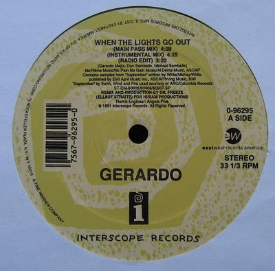 12inch Record GERARDO - When The Lights Go Out 096295 Interscope Reco 1991 US Rap & Hip-Hop/R&B Used