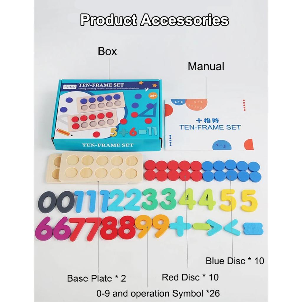 Zabawka Montessori Dziesięciopolowa Kognitywna Liczba Cyfrowa Liczenie Dzieci Trening Logiczny Matematyki Pomoce Dydaktyczne Wczesnej Edukacji Gra Matematyczna dla Dzieci