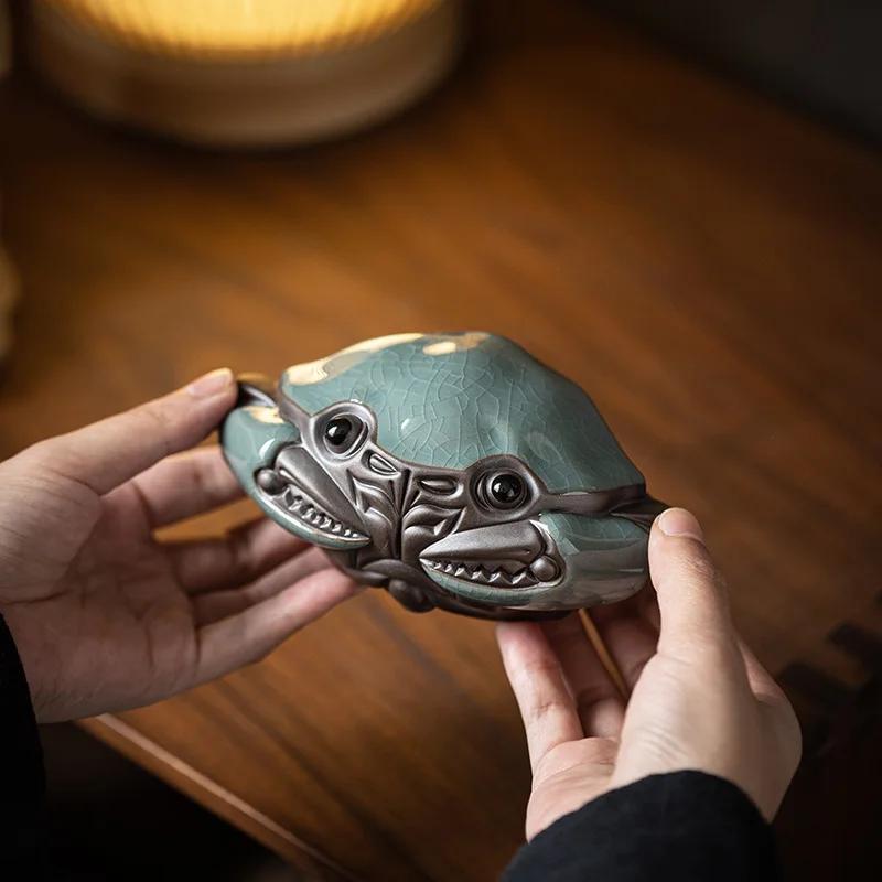Cracked Glaze Crab Play Handmade Kongfu Tea Beverage Pet Decoration Tea Table Ceremony Accessories Hot Tea Pet Furniture For Display for Home