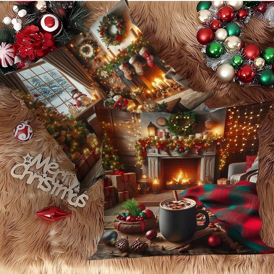 New Christmas Polyester Decorative Pillowcase Printed Sofa Cushion Cover Home Cushion Cover