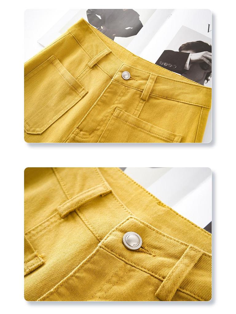 Women's Yellow High-Waist Slimming Straight Leg Jeans - Spring 2025 Collection