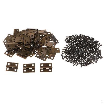 50pcs Wooden Chests Jewelry Box Hinges Hardware with Screws 18x16mm