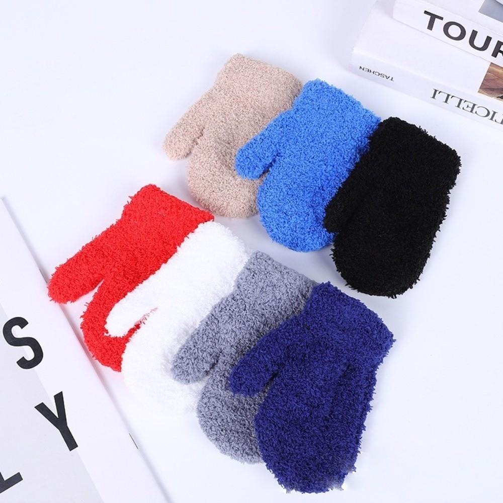 Solid Color Kids Warm Gloves Warm Full Finger Gloves New Short Gloves Kids