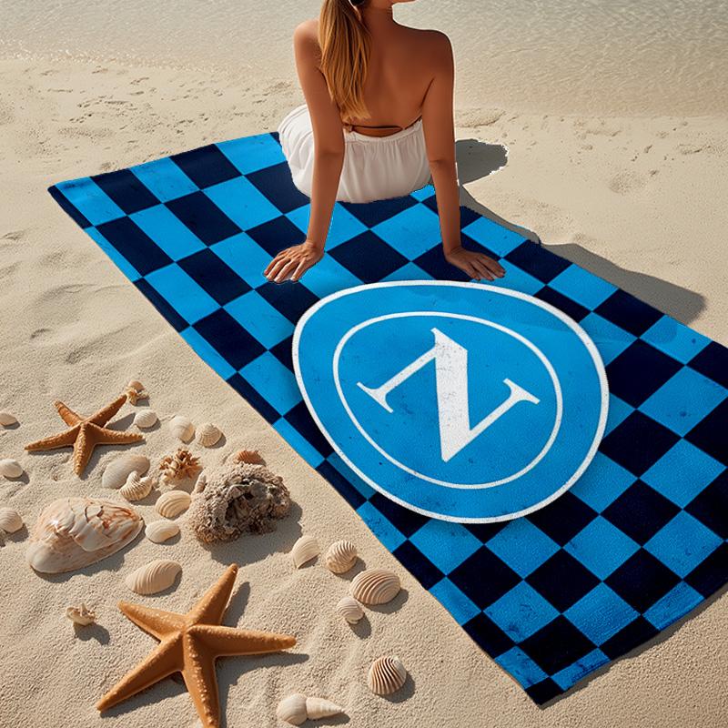 1 Stück Elektrisch Blaues Napoli Logo Strandtuch - Weiche, Saugfähige Mikrofaser, Leicht, Ideal für den Strand, Partys, Reisen, Camping Fan-Geschenke