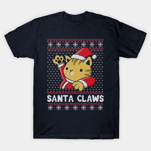 Xmas ugly sweater Cat Santa Claws Made in Australia T-Shirt S
