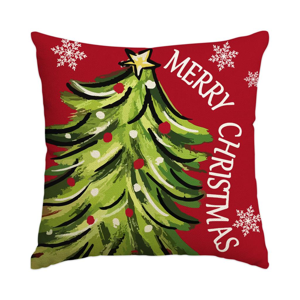 1 \ 4pcs Christmas Pillow Cover Snowman, Elderly, Printed Pattern Cushion Cover, Suitable for Room Living Room, (No Pillow Core)