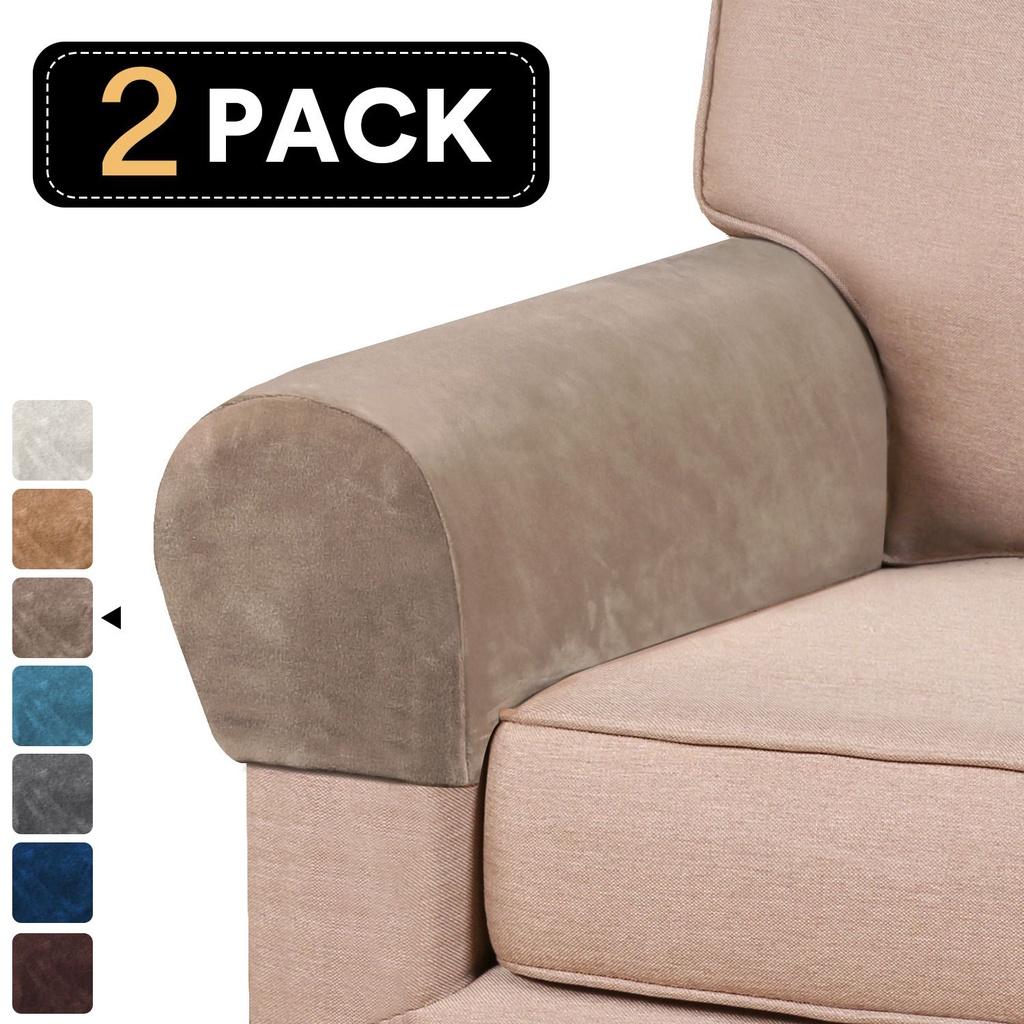 Velvet Armrest 2pcs Covers Stretch Set Chair Sofa Arm Protectors Couch Removable