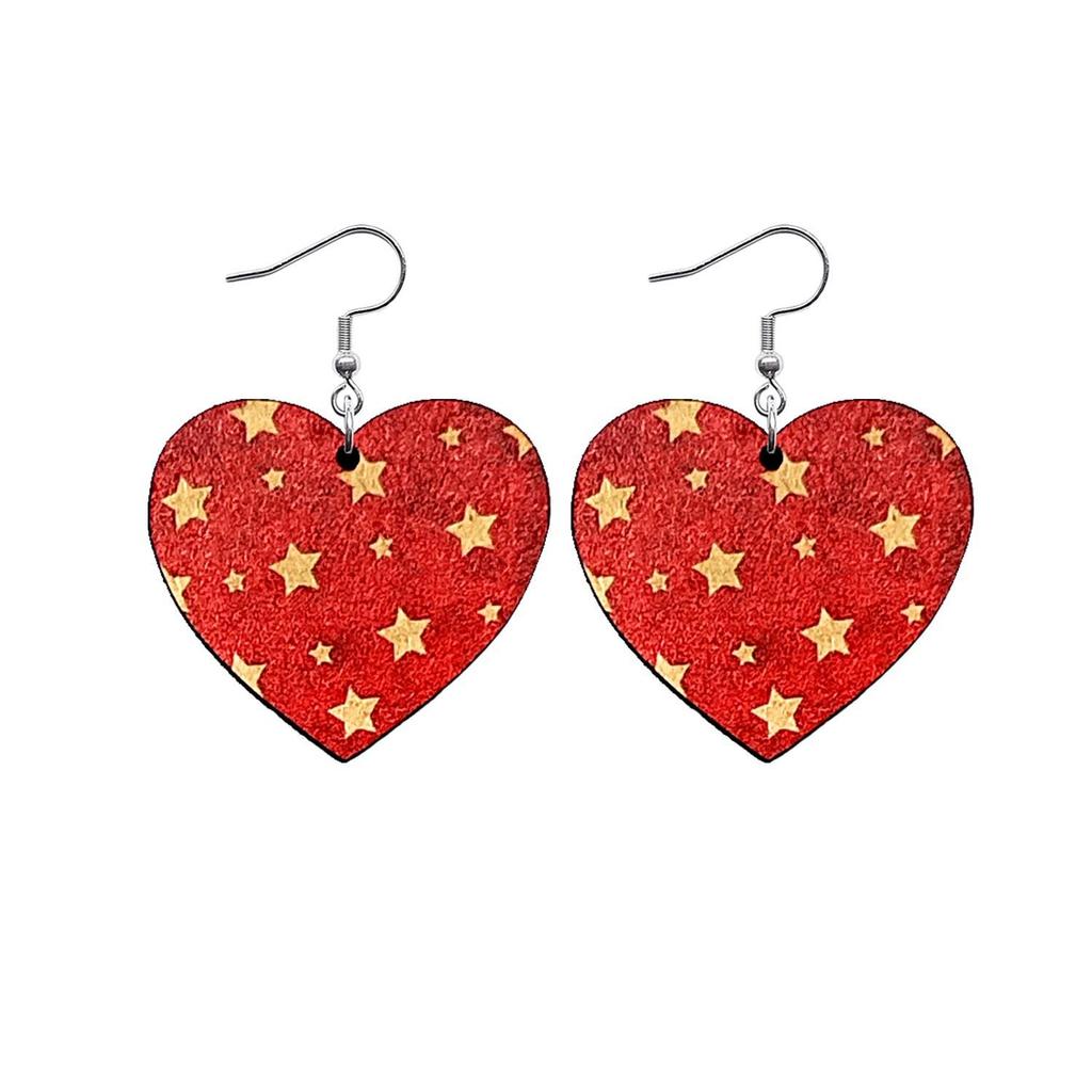 American Flag Wooden Earrings: Heart, Flower, Eagle Claw & Pet Paw Styles for Independence Day Celebrations