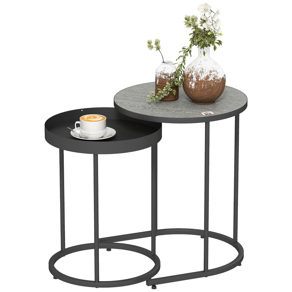 Set of Two Industrial Nesting Tables - Grey