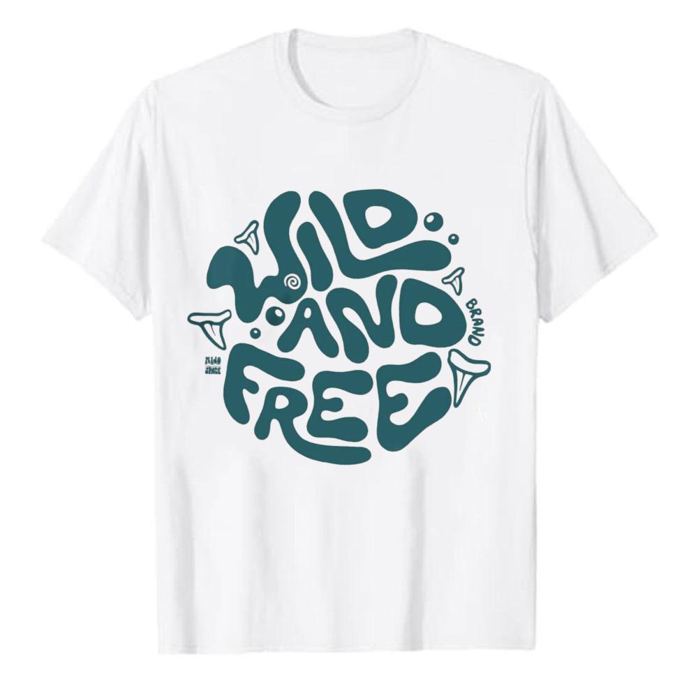 Wild And Free Graphic Tshirt Unisex Cotton Crew Neck Short Sleeve Retro Aesthetic Beach Surf Streetwear Gift Oversized T Shirt