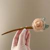 Hair Stick 3D Mesh Yarn Rose Flower Decor Bun Hair Stick Easy to Wear Hair Organizer Clip Hair Styling Accessory