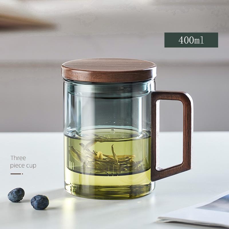 GIANXI Glass Tea Cup With Wood Handle Chinese Heat Resistant Puer Filter Cups High Quality And Convenient Kung Fu Tea Cup Set