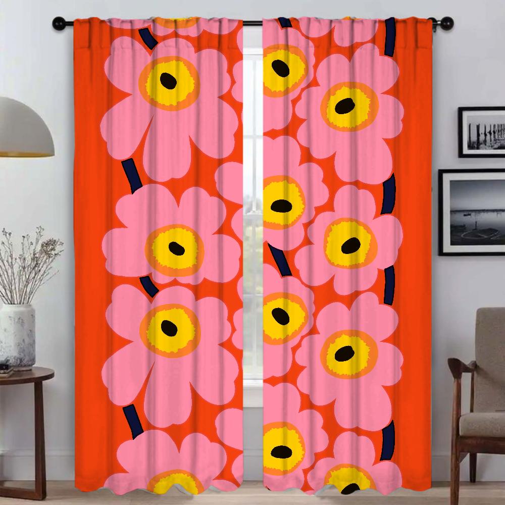 

Оконная штора для комнаты 2 панели M-MarimekkoS Современные шторы для гостиной Оттенки Украшения на Хэллоуин Домашний интерьер Шторы W50xH70cmx2pcs-CL