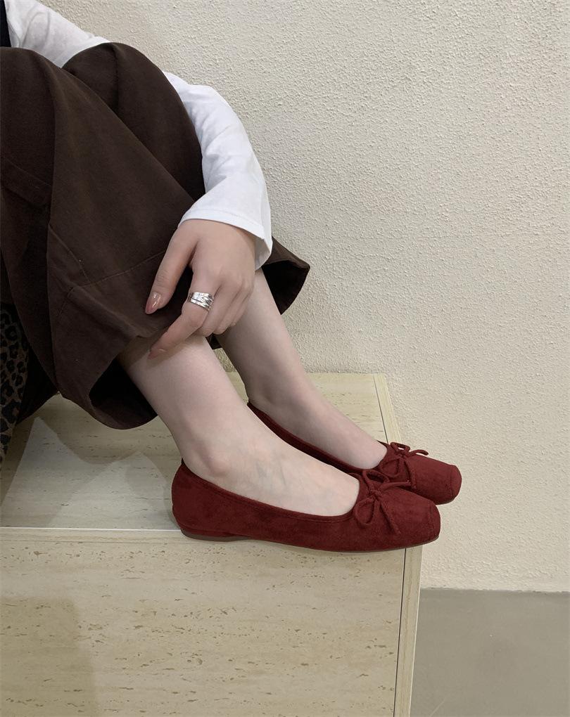Shoes Women's Shoes French Single Shoes Bow Flat Bottom Shallow Mouth New Gentle Spring Pedal