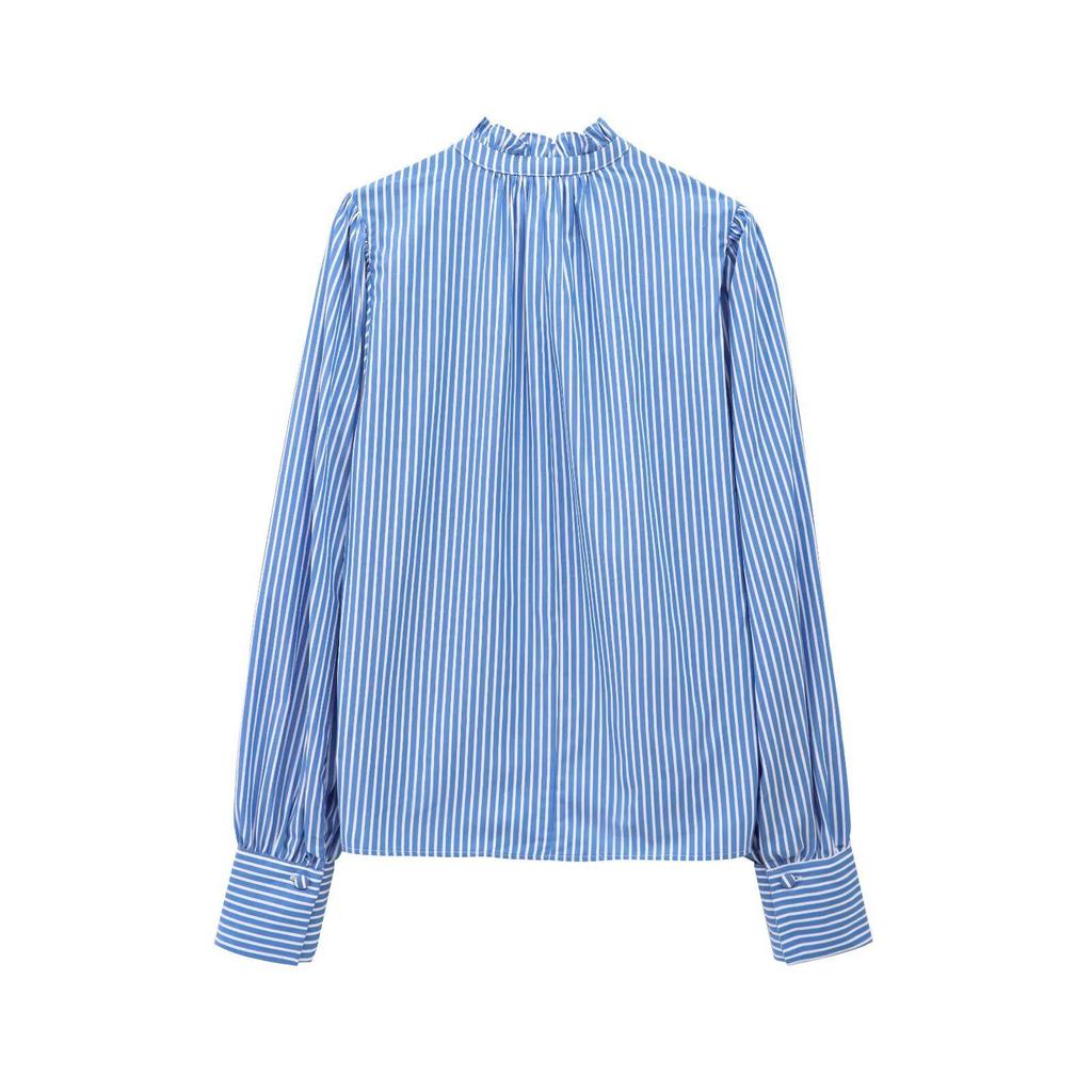 2025 Spring Women's Versatile Pleated Collar Cotton Shirt