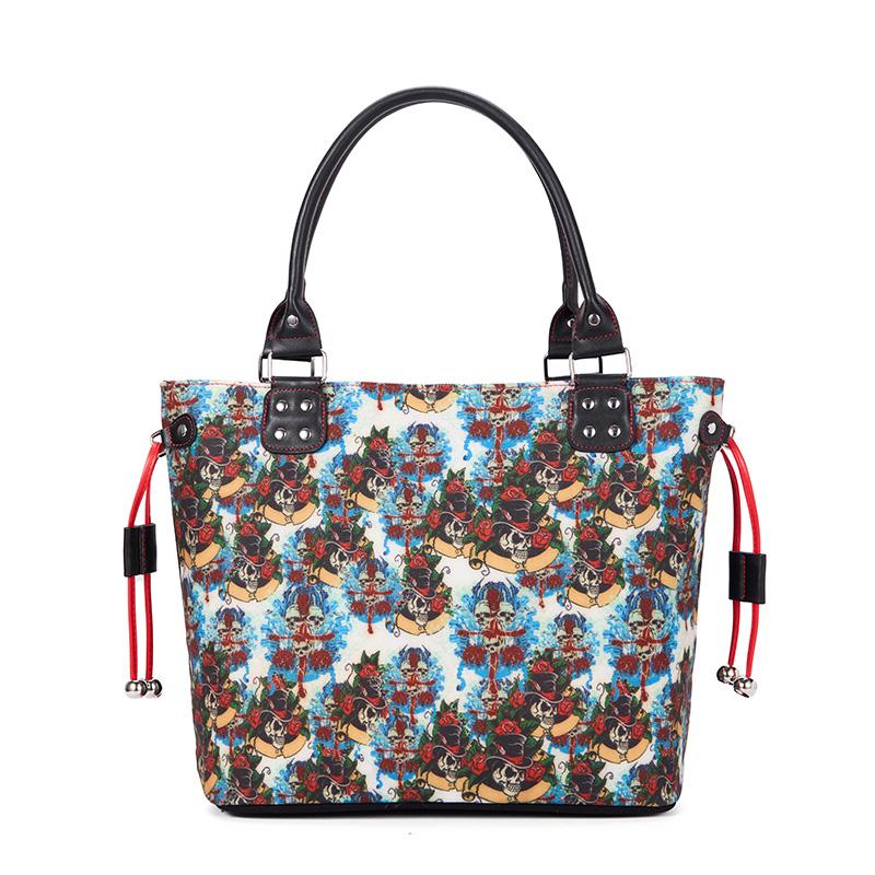 JIEROTYX Skull Bag Handbag Purse for Women Fashion Casual Tote Luxury Shoulder Messenger Bolsa Goth Female Top-handle Bags