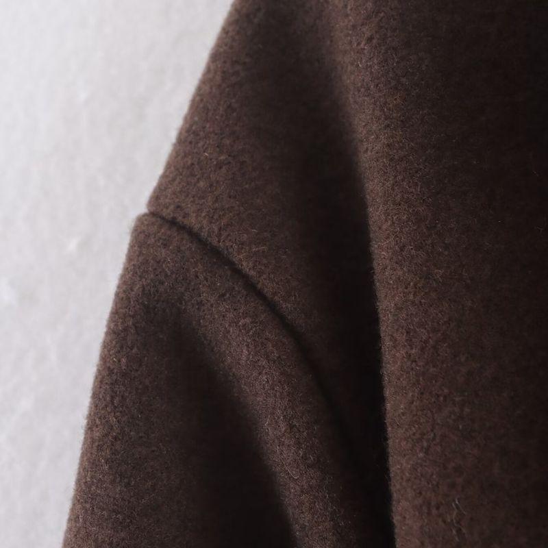 Kaslead New Women clothes Western Style Fashion Simple Woolen Wide Version Long Pocket Decoration Coat