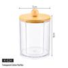 Clear Round Storage Box with Bamboo Lid for Cotton Swabs, Makeup Puffs, and Removers