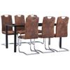 Day and Night - Day and Night Dining Set 7 Pieces Brown Artificial Suede Leather