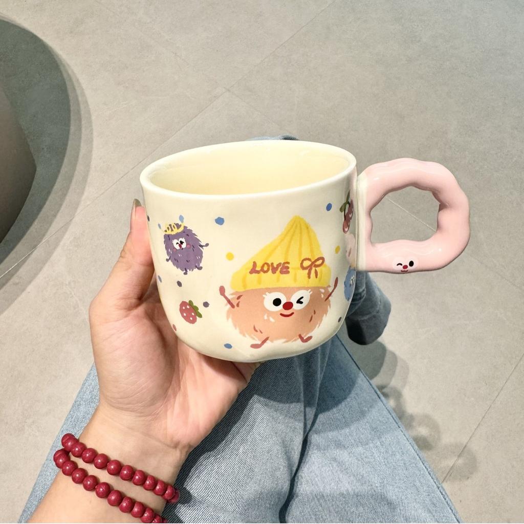 High-value Ceramic Cup with Lid and Spoon, Cute Water Cup, Female Mug, Home Office Coffee, Breakfast Cup