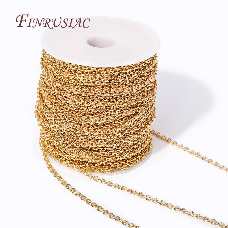 Wholesale Bulk Cable Chains For Jewelry Making,14K Gold Plated Metal High Quality Spool Chains DIY Necklace Bracelet Accessories