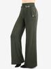Rosegal Plus Size Pintuck Buckles Waist Pockets Buttons Wide Leg Pants