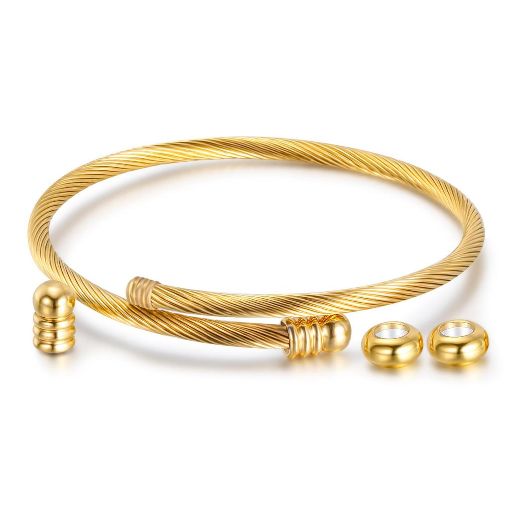 European & American Three-Color Stainless Steel Women's Bracelet: DIY Detachable Titanium Steel Wire for Personalized Style.