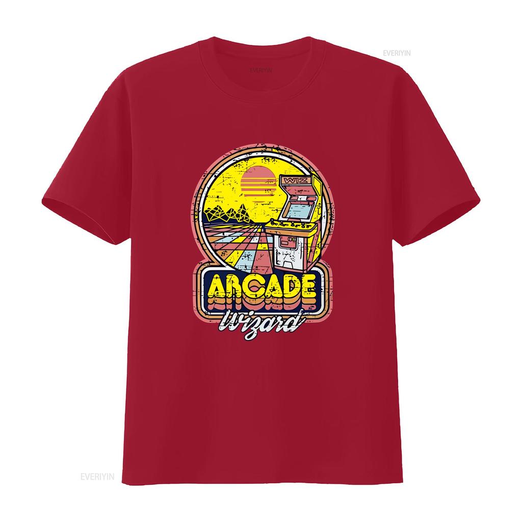 Vintage Arcade Wizard 80s Game Retro Style T Shirt Super Cool for Ladies Vintage Washed Breathable Stylish