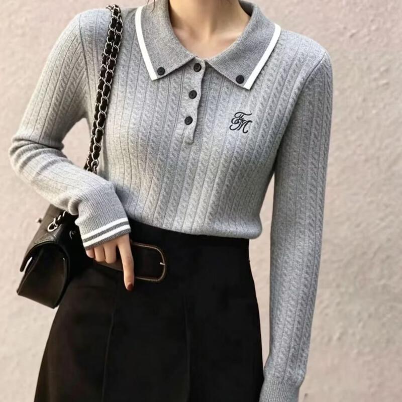 La Chapelle Women's French Cable Knit Polo Sweater