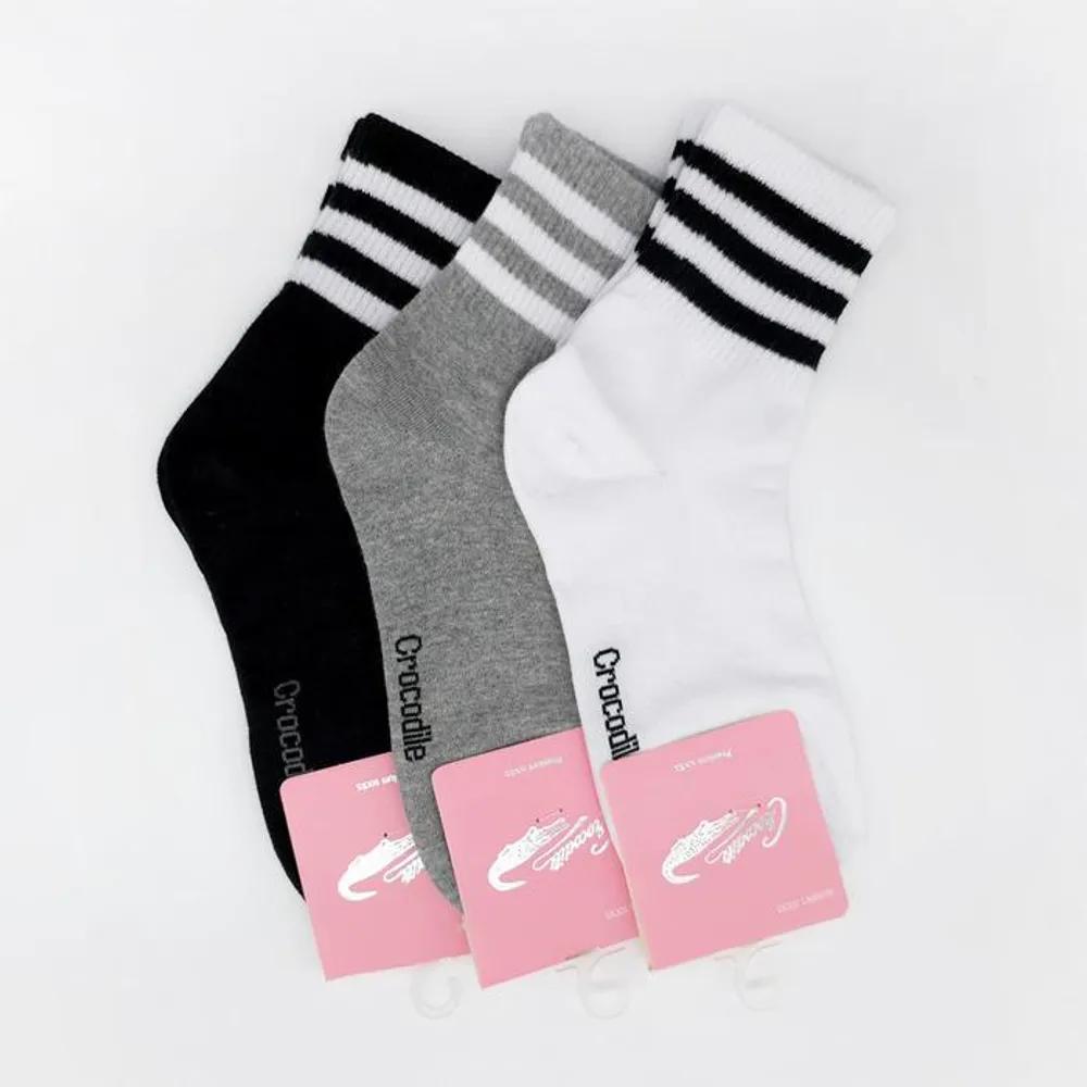 Women s Mid-calf Student Socks with Ankle Banding Crocodile Premium Socks 5 pairs of gray