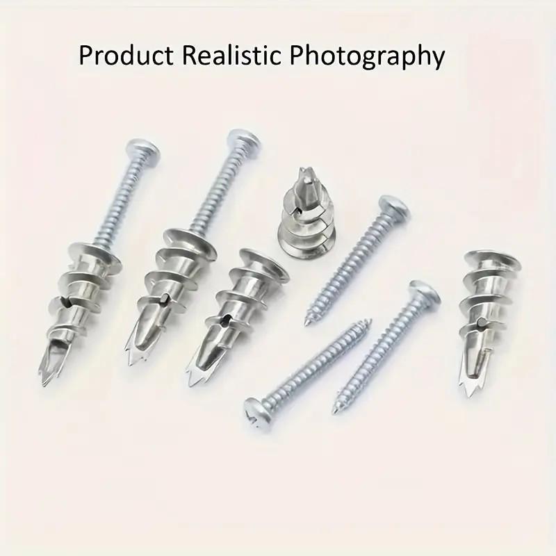 100-teiliges Set mit selbstbohrenden Ankern und Schrauben aus Zinklegierung für den Einsatz in Schwerlast-Gipskartonplatten