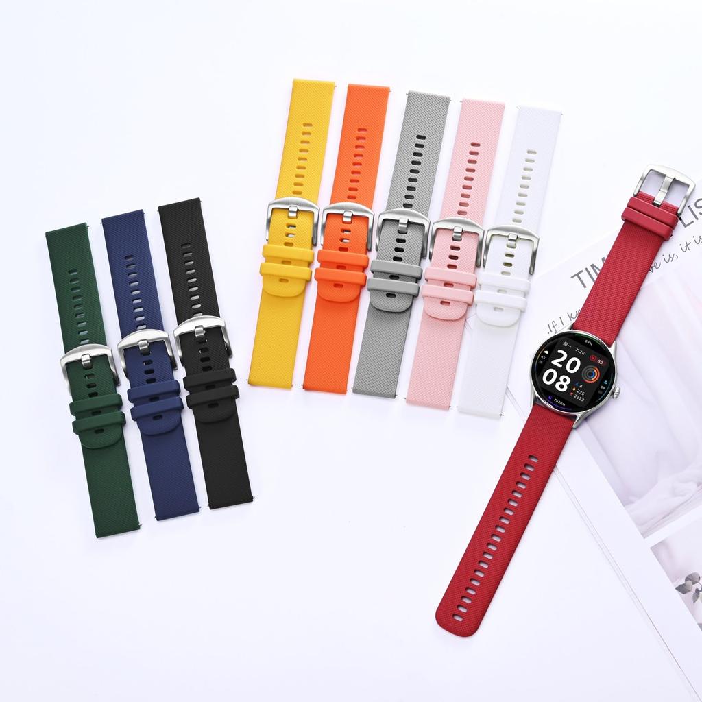 Anbeer 24mm Schnellverschluss Gummi Silikon Uhrenarmband für Herren und Damen mit Schwarzer Edelstahl Schließe