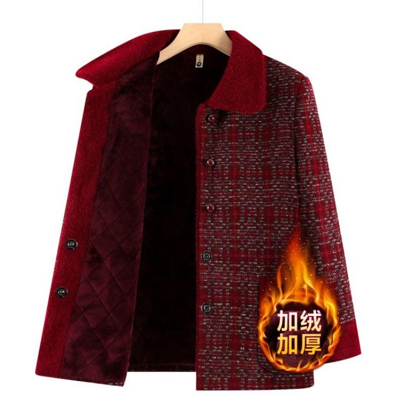 New Lapel Winter Coat Woolen Old Lady Clothes Plush Top