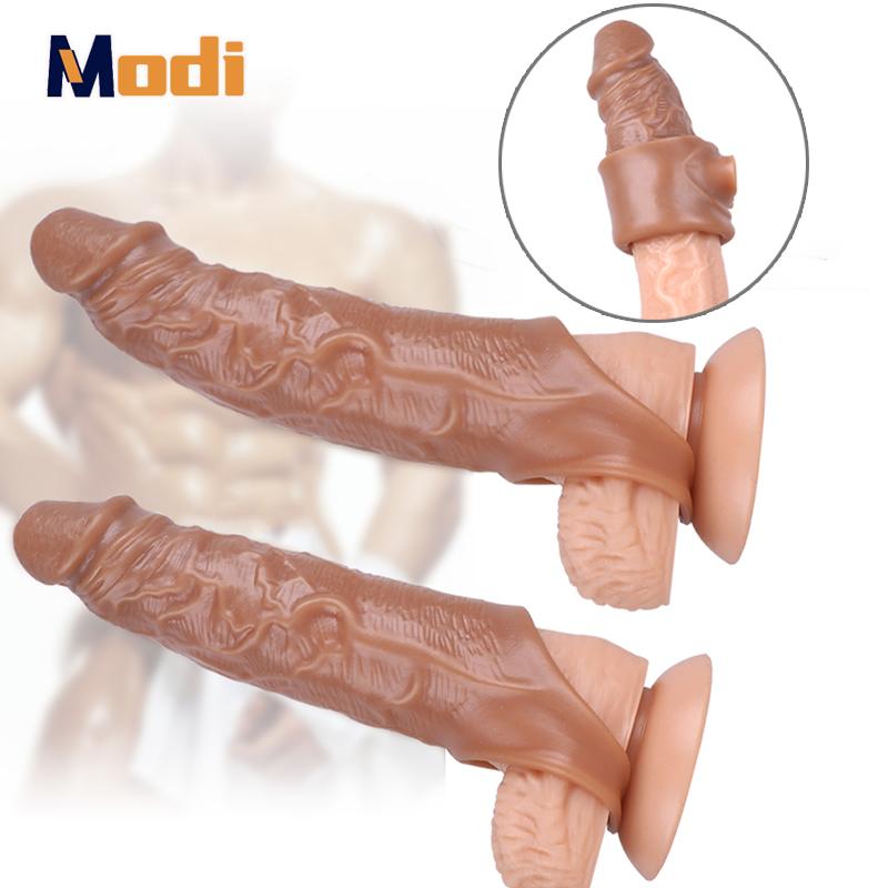MoDi Penis Extender Sleeve Reusable Silicone Condoms Delay Ejaculation Men Penis  Sex Toys Reusable Buy cheaply on Joom