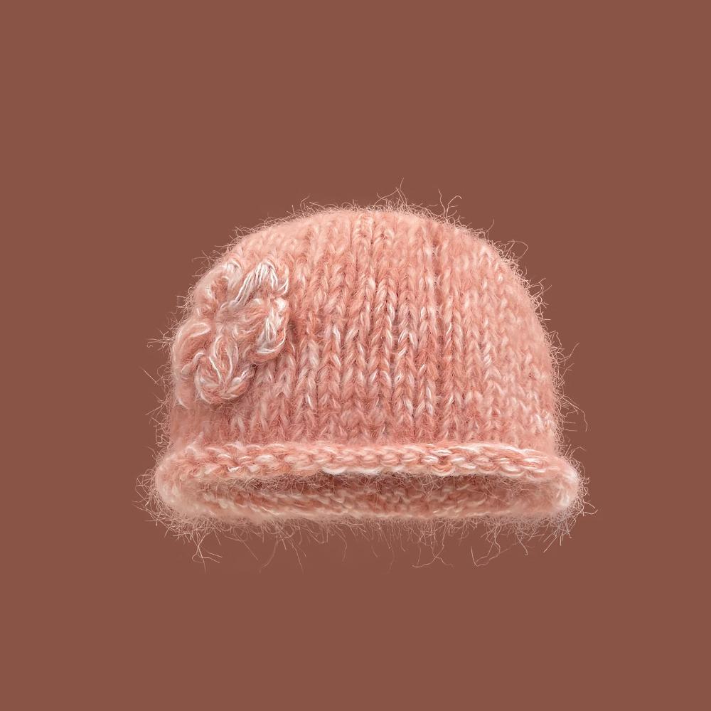 

Macaron Color Pullover Hat Mohair Ear Protection Hat Woolen Hat for Women Autumn and Winter Warm оранжевый