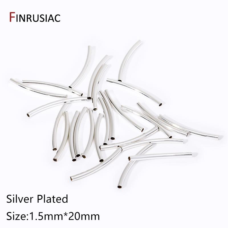 14/18k Gold Plated Brass Smooth Long Curve Tube Spacer Beads,20/30mm Tube Beads Connectors For DIY Jewelry Making Accessories