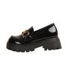 Women's new metal buckle single shoes platform patent leather lazy two wear casual small leather shoes, small size