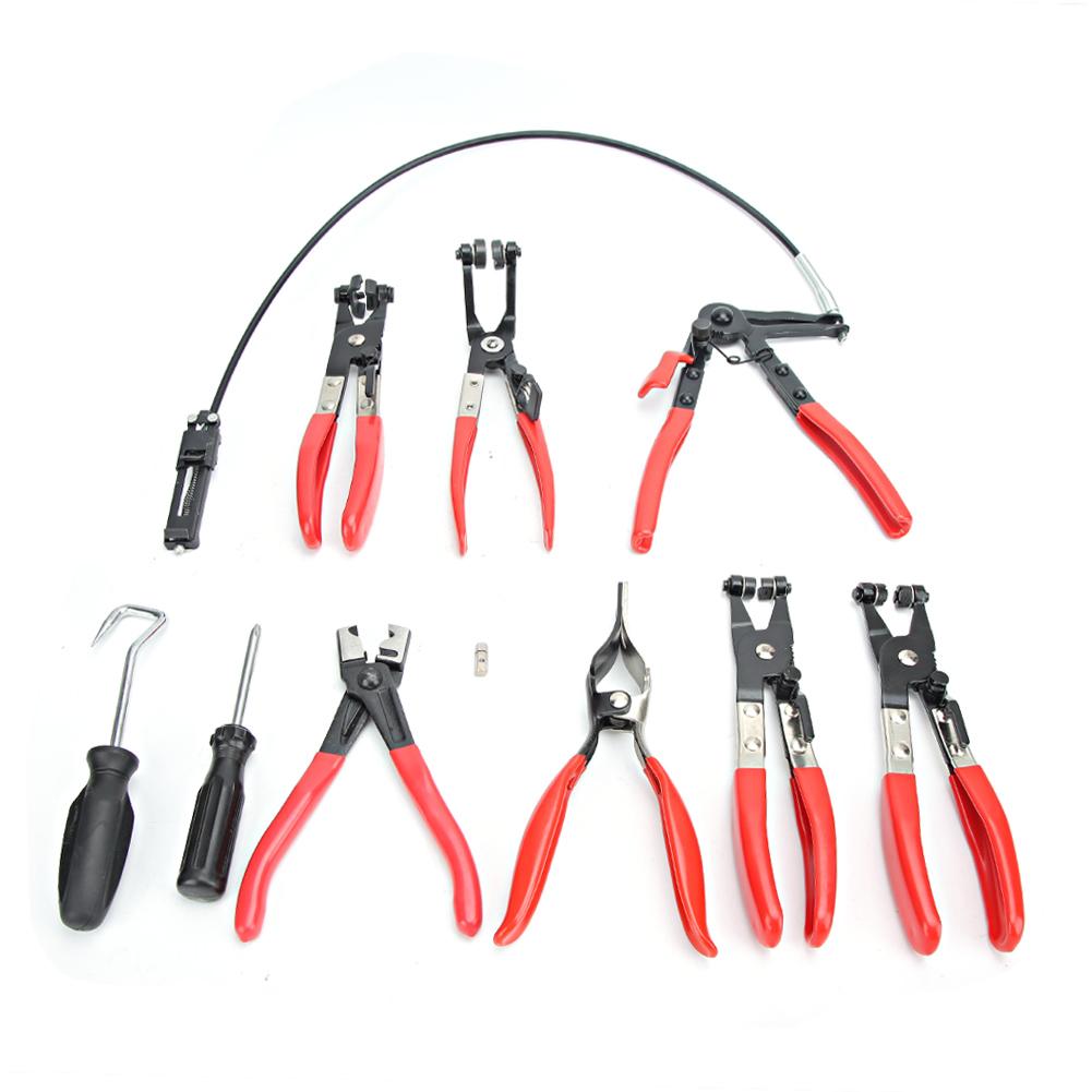 Carbon Steel Oil Pipe Curved Tube Hose Pliers Clamps Car Repair Tool Kit Set