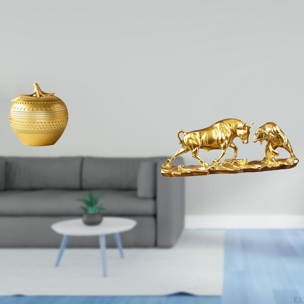 Modern Resin Bull Figurine Sculpture Simple Fruit And Animal Art Statue for Tabletop Bookshelf