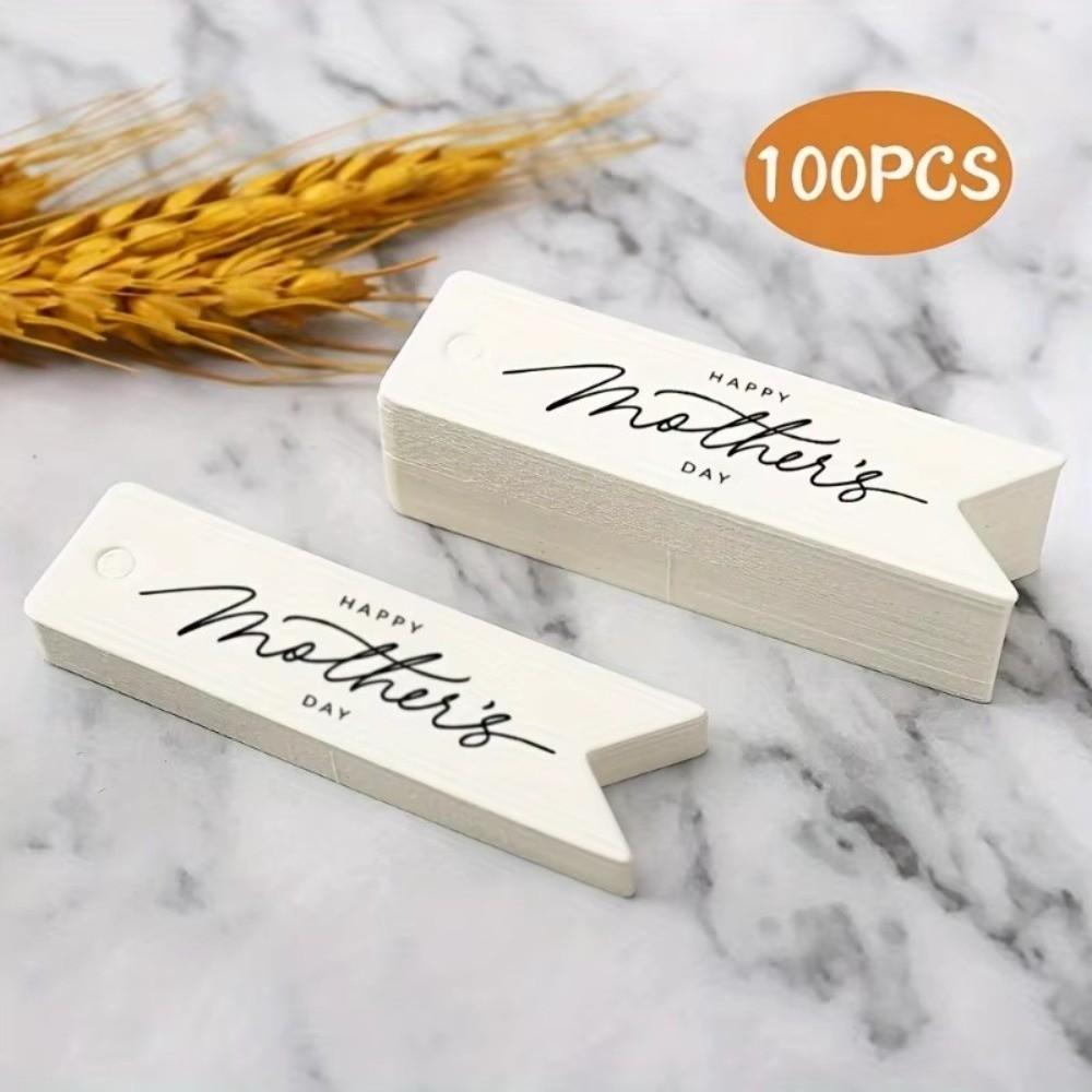 100pcs White Paper Mother Day Tags Hanging Decoration Hand Gift Hanging Tag  Business Gift