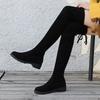Autumn Winter Black Elegant Middle Heel Thigh High Boots for Women  New Elastic Round Toe Above Over The Knee Shoes Woman