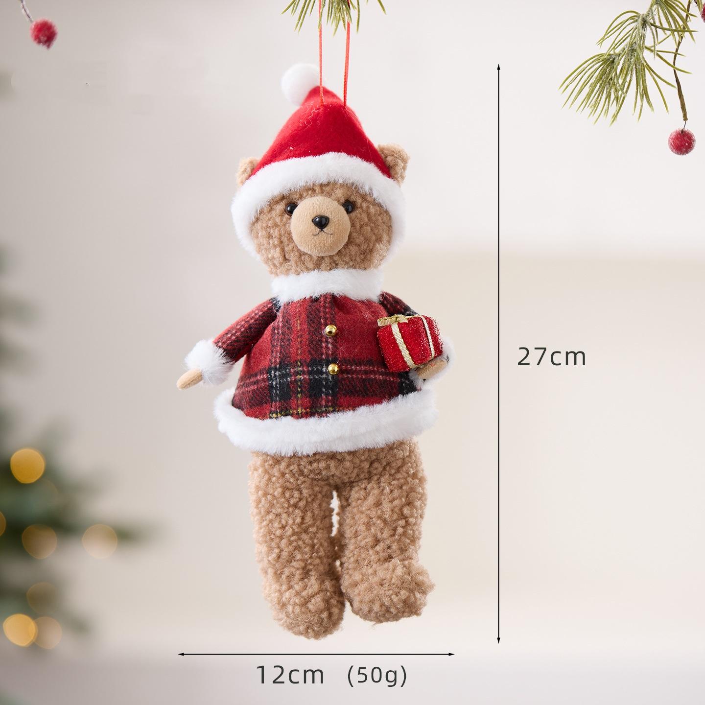 

Cute Christmas Bear Dolls Pendant Soft Plush Bear Christmas Tree Hanging Oranment Bag Pendant Navidad New Year Home Decor Gifts