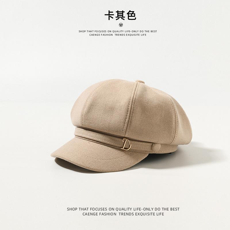Autumn and winter hat women's literary and retro octagonal hat fashion versatile duck tongue beret painter hat