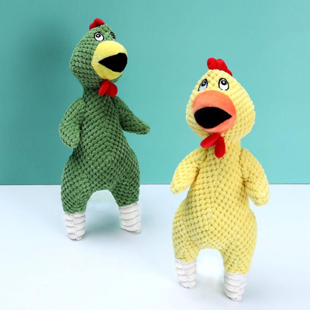 Molar Interactive Corduroy Pets Dog Toys Squeaky Plush Chew Toy Screaming Chicken